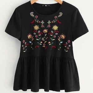 Embroidery peplum top